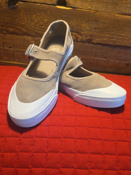 Vans Shoes - Vans Casual Mary Jane Suede Sneakers in Taupe and White